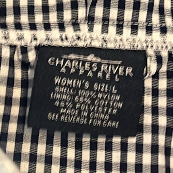 Charles River Syracuse University Navy and White Checkered Rain Jacket Sz Large - Picture 7 of 10